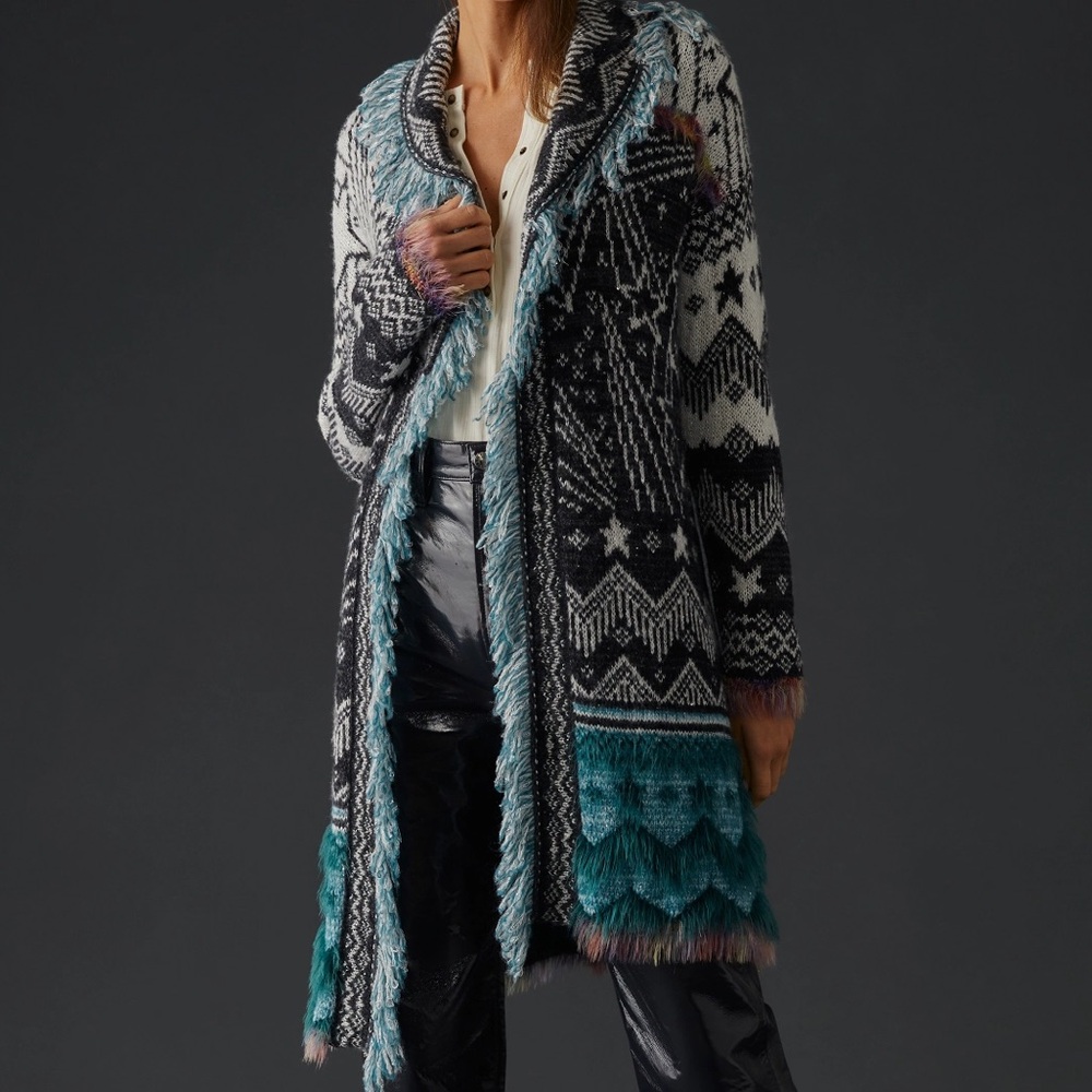 Anthropologie pilcro shooting star fringe cardigan